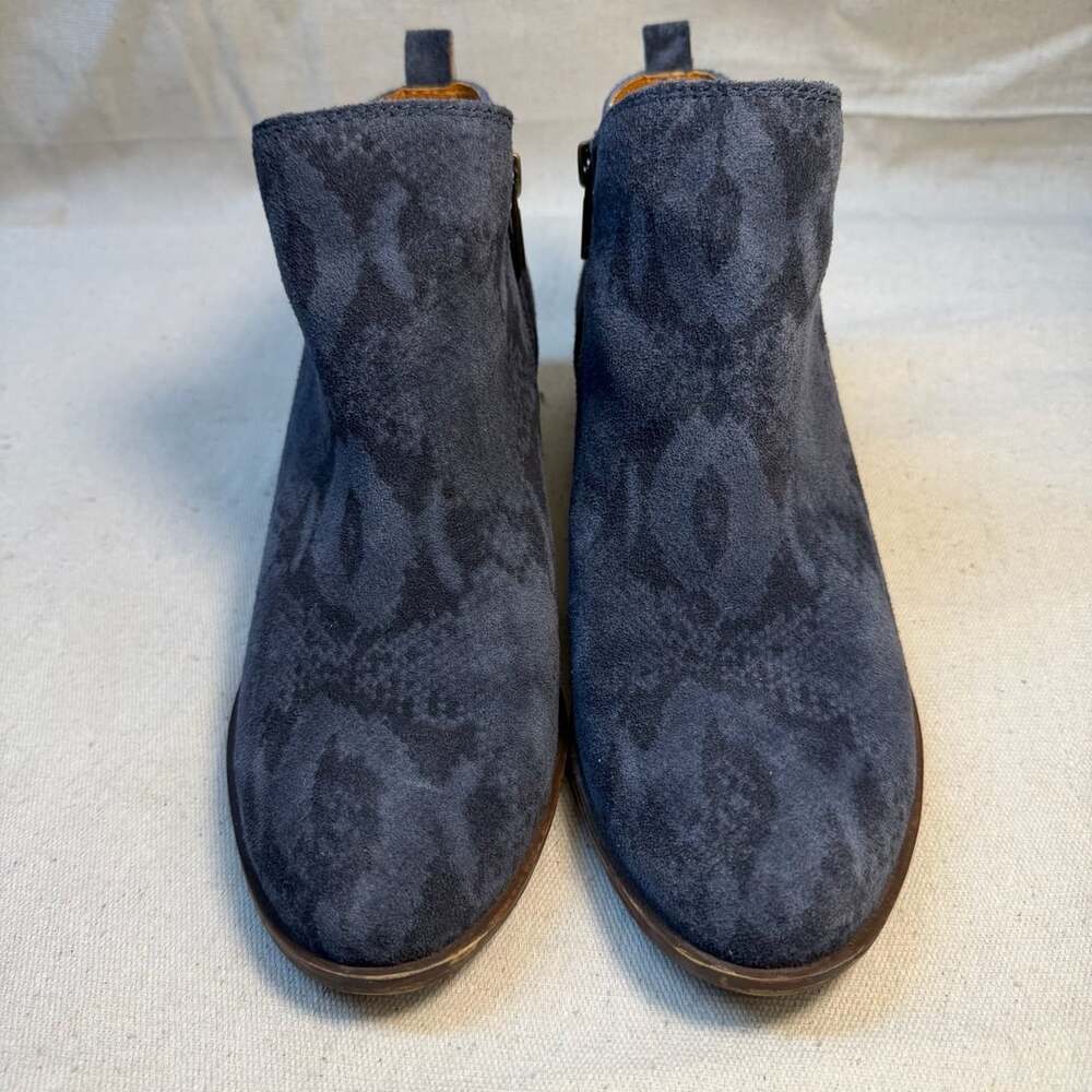 Lucky Brand Basel Ankle Bootie Dark Denim Snake Suede